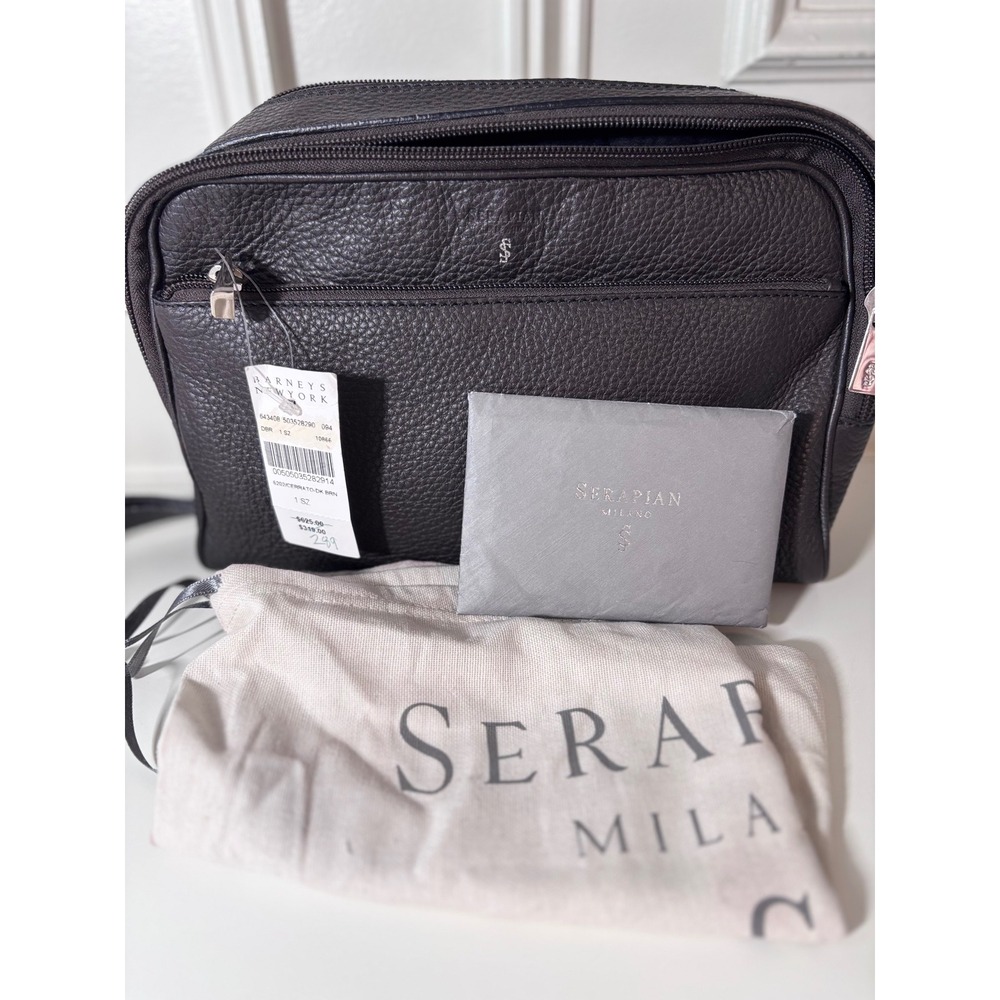 Serapian Milano leather wash bag / toiletry kit